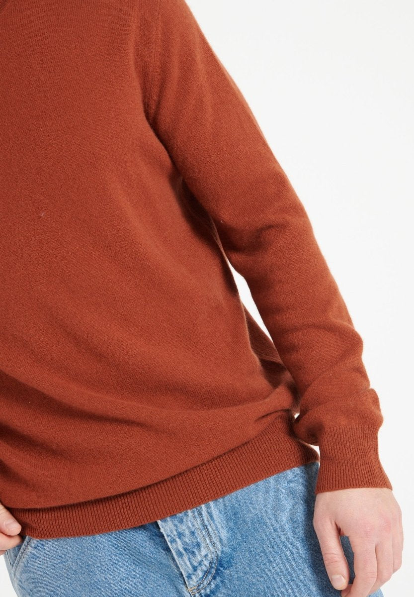 Pull col roulé cachemire terracotta homme - LUKE 3-3