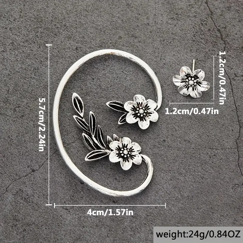 Boucles d'oreilles florales asymétriques vintage - Molinse