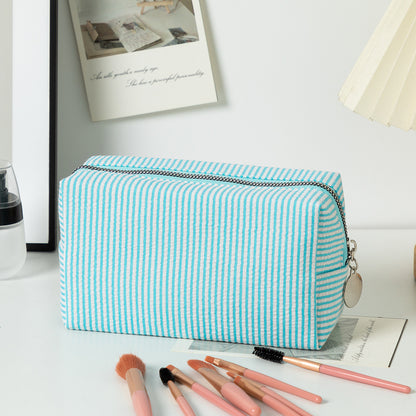 Capacity Wash Embroidered Stripes Travel Cosmetics Buggy Bag