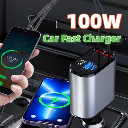 Chargeur de voiture en métal 100W, charge Super rapide