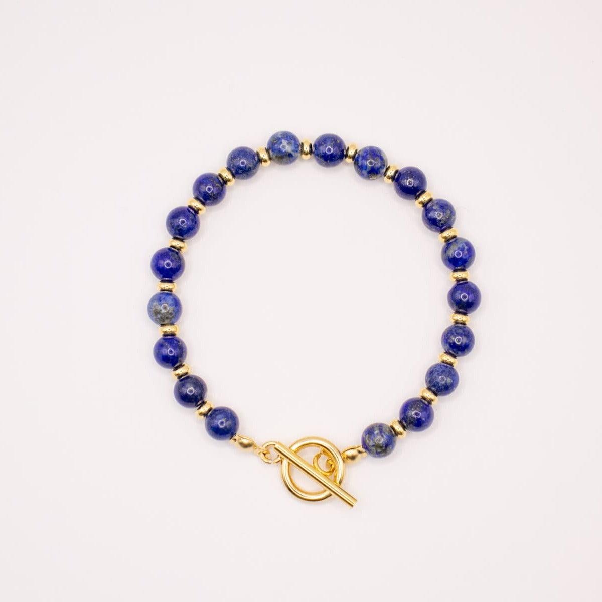CIRCÉ | Bracelet en Lapis-Lazuli et acier inoxydable plaqué Or 18 carats