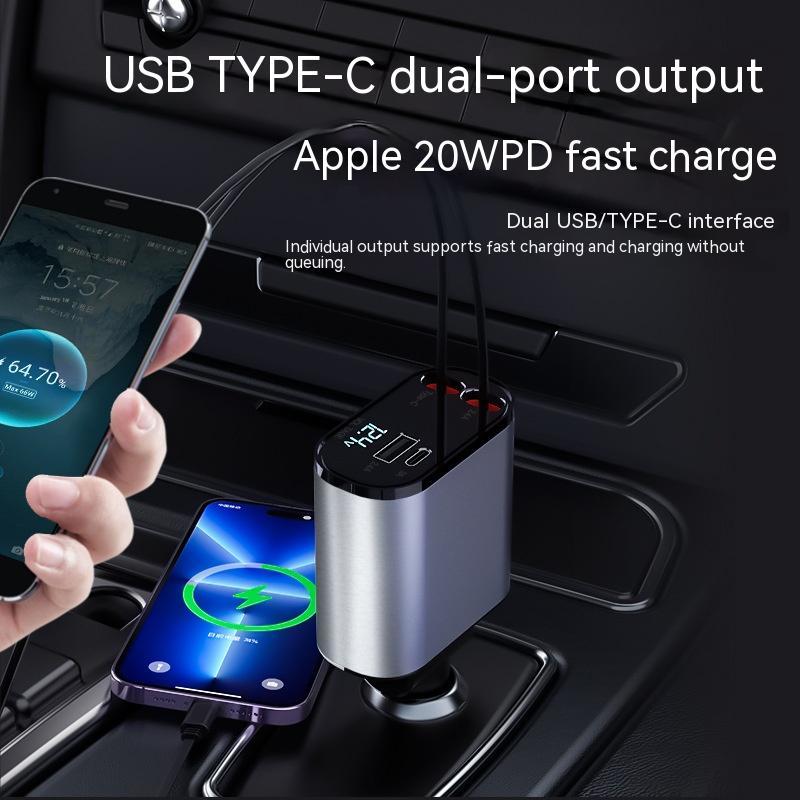 Chargeur de voiture en métal 100W, charge Super rapide