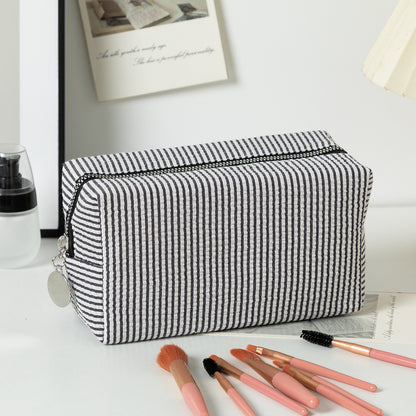 Capacity Wash Embroidered Stripes Travel Cosmetics Buggy Bag