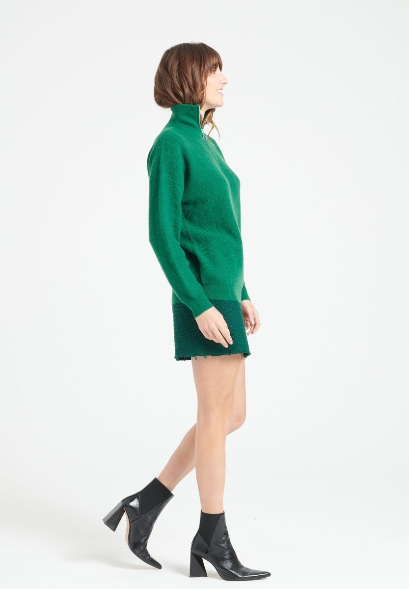 Pull col cheminé cachemire vert émeraude femme - LILLY 28-3