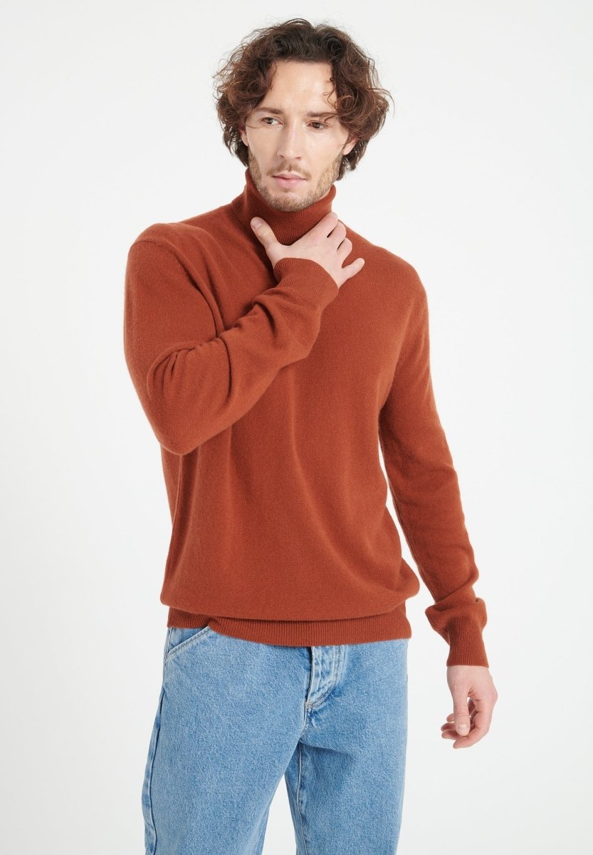 Pull col roulé cachemire terracotta homme - LUKE 3-2
