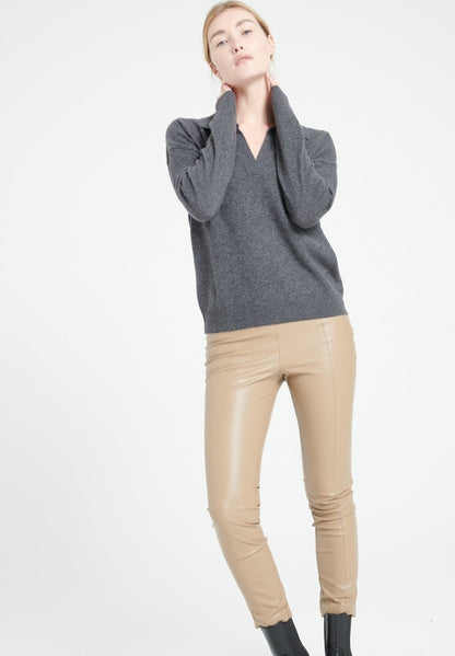 Polo manches longues cachemire gris anthracite femme - MIA 3-4
